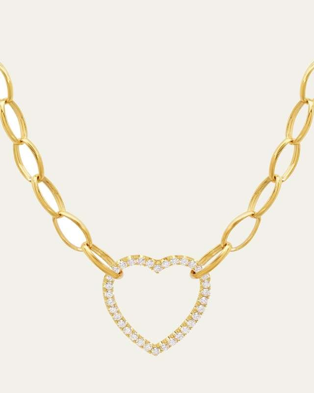 18K Yellow Gold Medium Edith Open Heart Diamond Necklace